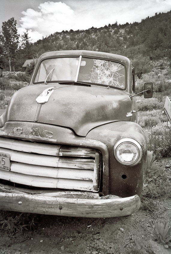 Vintage truck Photograph GMC art rustic ghost town pick-up sepia silver mining town Strange characters in lonely places 11x14 fine art photo