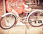 Retro pink bike bicycle Photography girl's room shabby chic bathroom wheels tires 1960s red gift Schwinn Fiesta fine art photograph