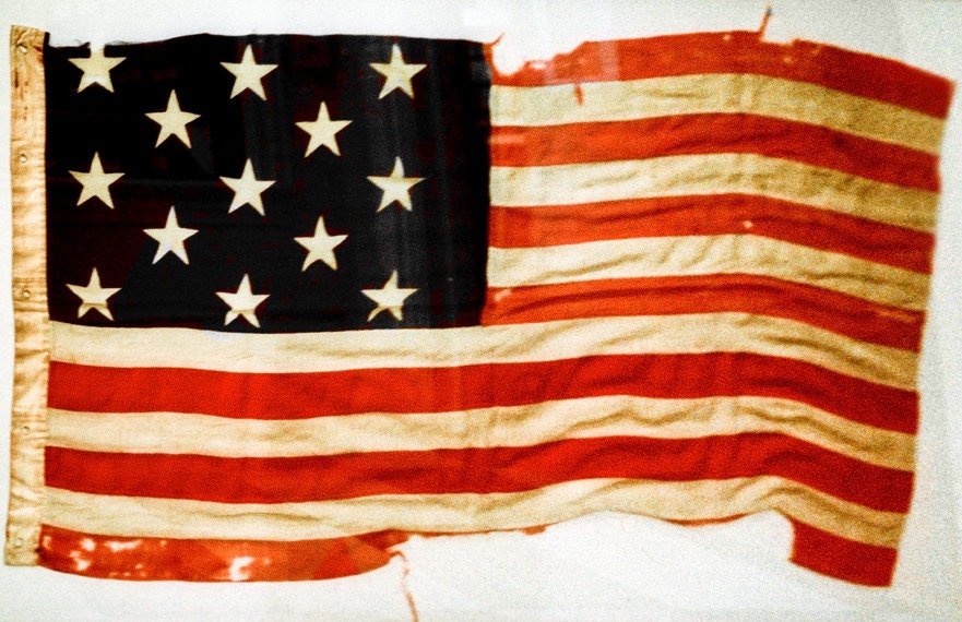 Flag Photography summer party antique decor boys room American stars stripes blue white red july 4th stars stripes Lucky 13 - 8x12 fine art