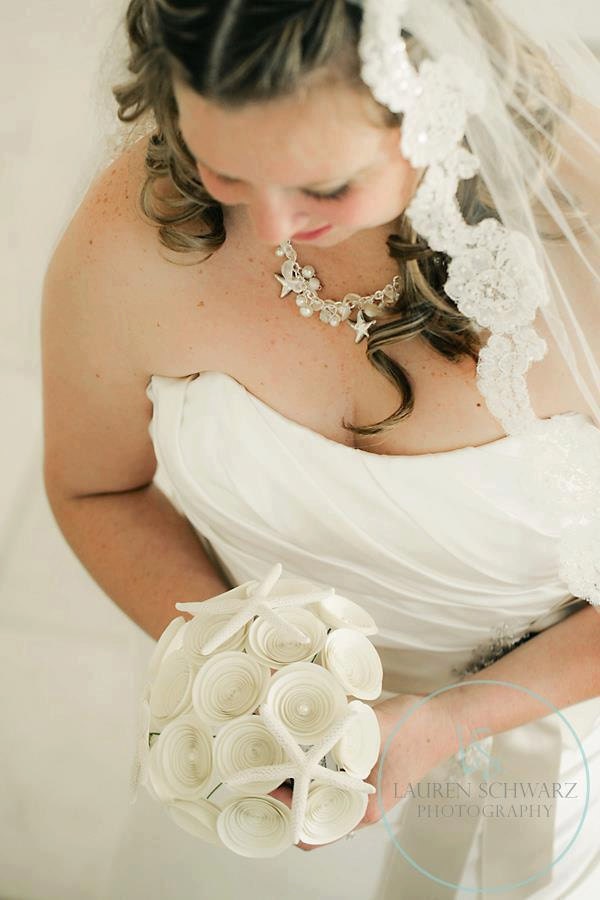 Starfish Bridal Bouquet -- Handmade Paper Flowers Bouquet with Starfish -- Beach Wedding -- Destination Wedding