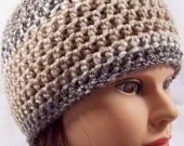 ladies hat womens crochet hat girls hat beanie skullcap sand dune tan beige brown youth to adult 5921