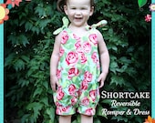 Girls Romper and Dress PRINTED PATTERN: Shortcake Reversible Romper and Dress - Paper Printed Sewing Pattern - Size 6 Month through 6 Years