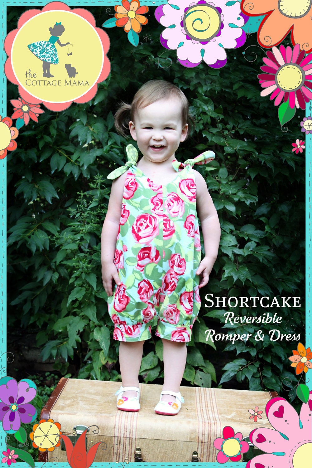 Shortcake Reversible Romper and Dress - Original Paper Printed Sewing Pattern - Size 6 Month through 6 Years
