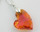 Steal My Heart, Astral Pink Large Swarovski Heart on a Sterling Silver Bead Chain