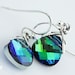 Peacock Earrings, Swarovski Earrings on Sterling Silver
