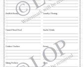 Grocery List & Recipe Page Printable