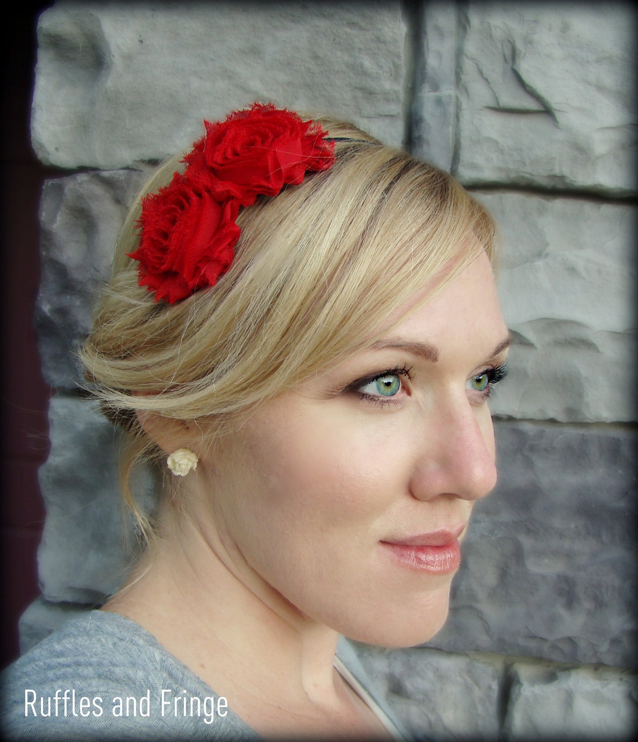 Shabby Chic Headband in Red for Women and Girls