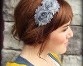 Headband for Women, Shabby Chic Headband in Charcoal Grey for Adults and Girls