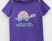 Murtle Turtle Kids T-shirt - hand printed purple kids shirt