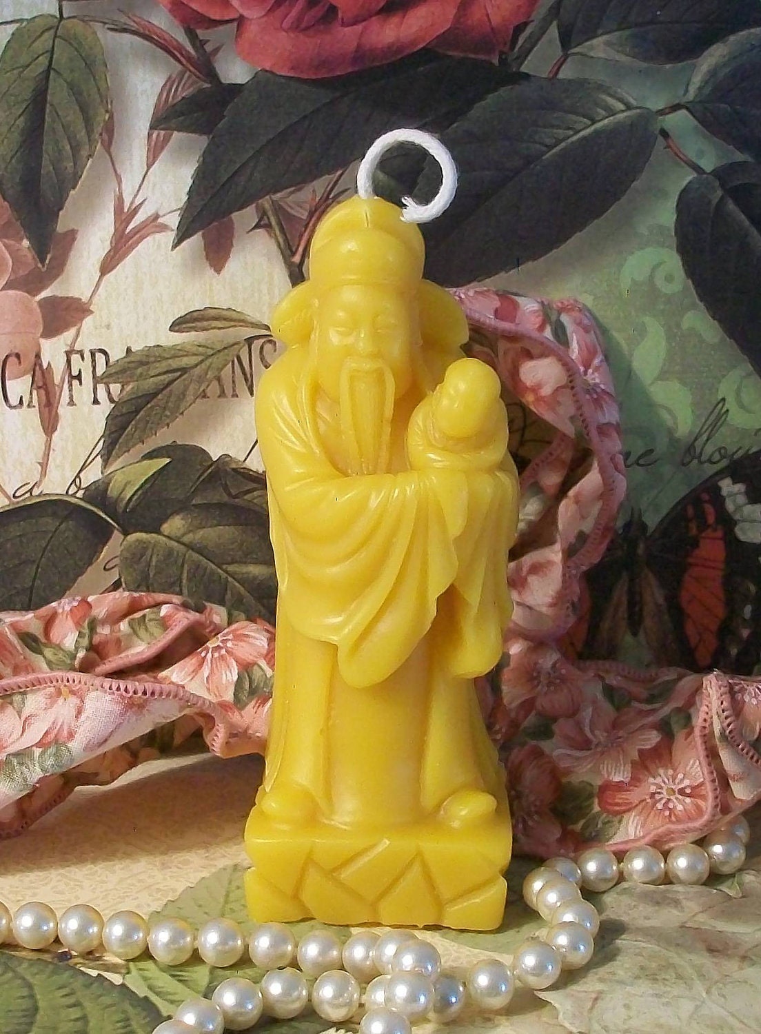 Beeswax Chinese Wiseman Oriental Grandfather Wtih Child