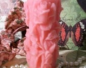Beeswax Pink Rose Pillar Flower Candle