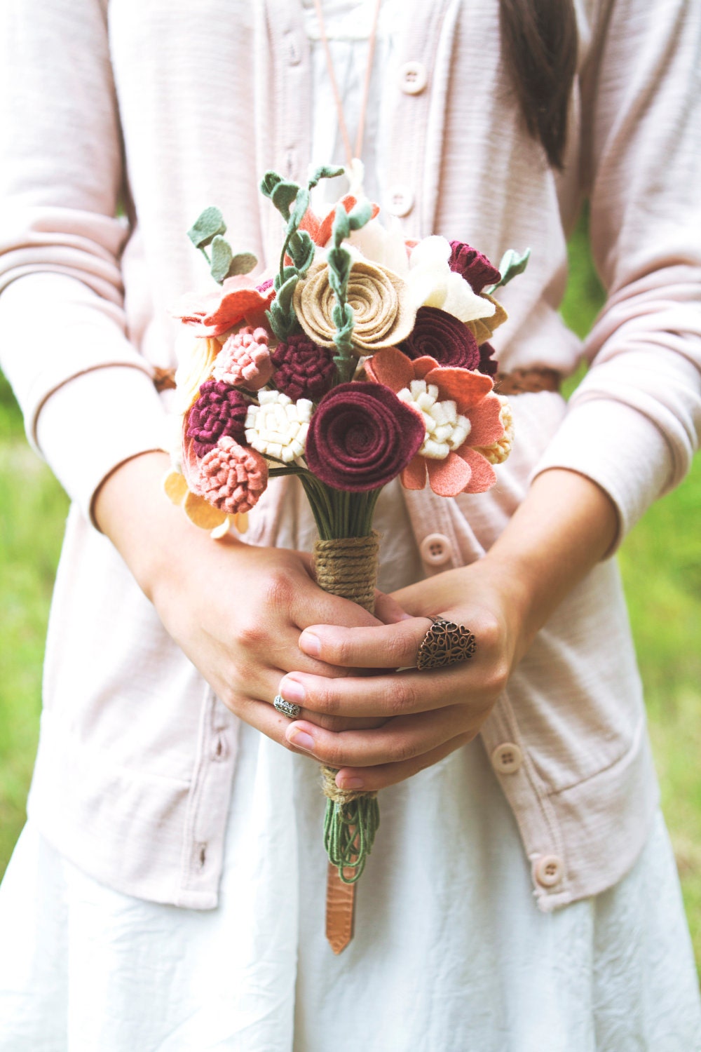 Custom, Made to order, Wildflower Felt Wedding Bouquet