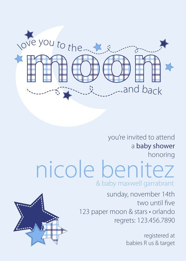 Love You to the Moon Baby Shower Collection - Invitation - P.I.Y. (print-it-yourself)