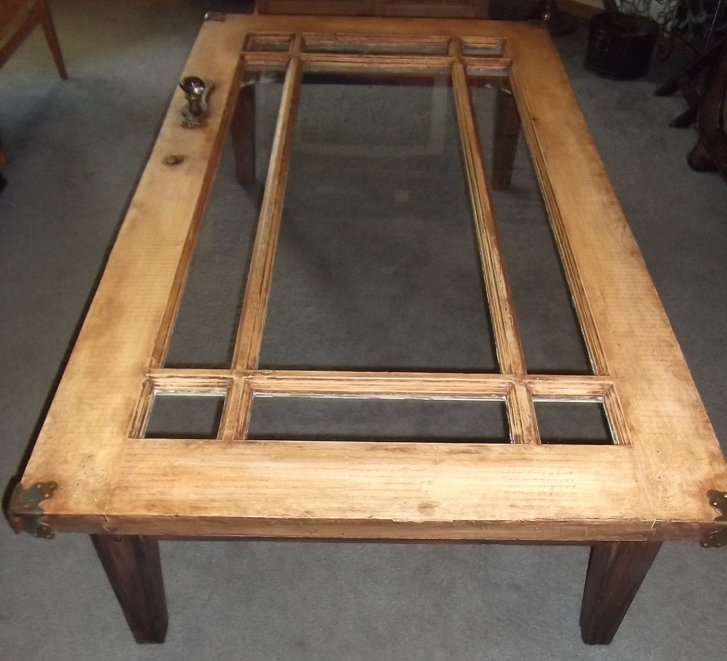 Coffee Table, Vintage Wood Door with Windows  OOAK,  furniture, Tawnystreasures