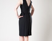 Vintage 1960s Dress Lanz Black Asymmetrical Crepe Cocktail Fashions 1950s
