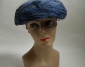 Vintage 1950s Blue Feather Hat 1940s Veil Wool Eva Mae Spring Fashions