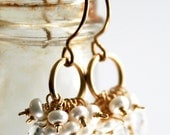 Pearl Earrings, Topaz,  Wedding Jewelry