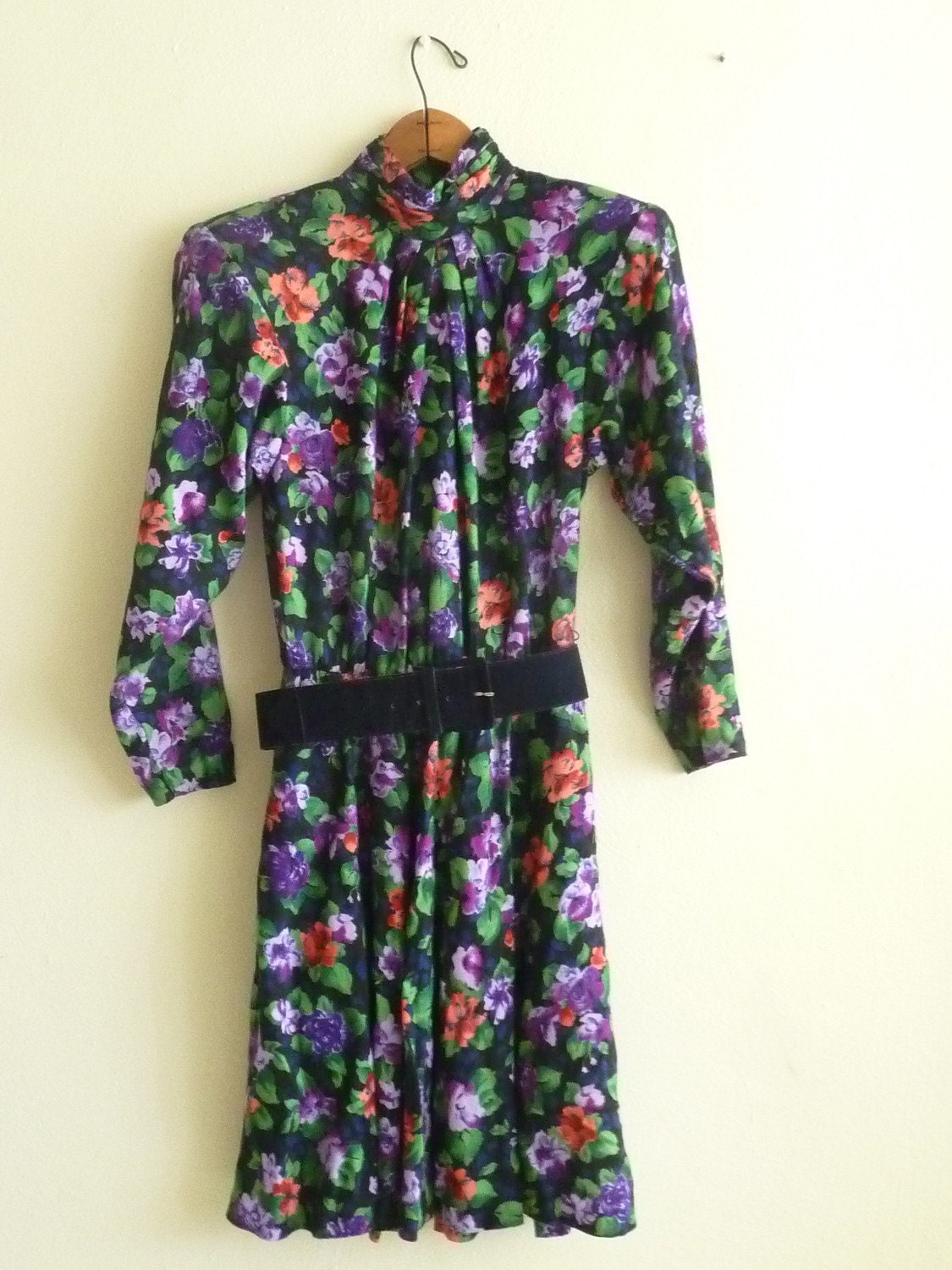 spring dress short twirl dress floral print - posies & begonias