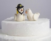 Firefighter Wedding Cake Topper Love Birds Cake Topper- Custom Small - Choice of Colors