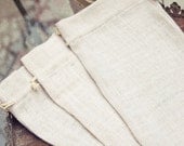 Set of 3 Plain Ivory Burlap Wine bags