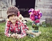 Crochet Hats for Toddler, Girl's Beanie Hat, Crochet Visor Beanie, Toddler Newsboy Hat, Crocheted Hat, Brown, 12 to 24 Months