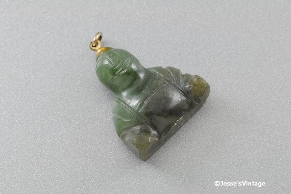 Vintage Buddha Pendant Faux Jade or Soapstone