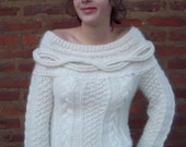 Handmade Winter Sweater/Womens Angora Sweater/Hand knit wool sweater
