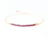 Beaded Bar Bracelet - Garnet