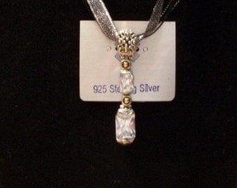Sterling Silver and CZ Stones Pendant, Brendas Beading on Etsy