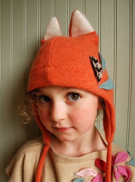 3-6 year size//Little Fox Eco Earflap Hat// Ready to Ship