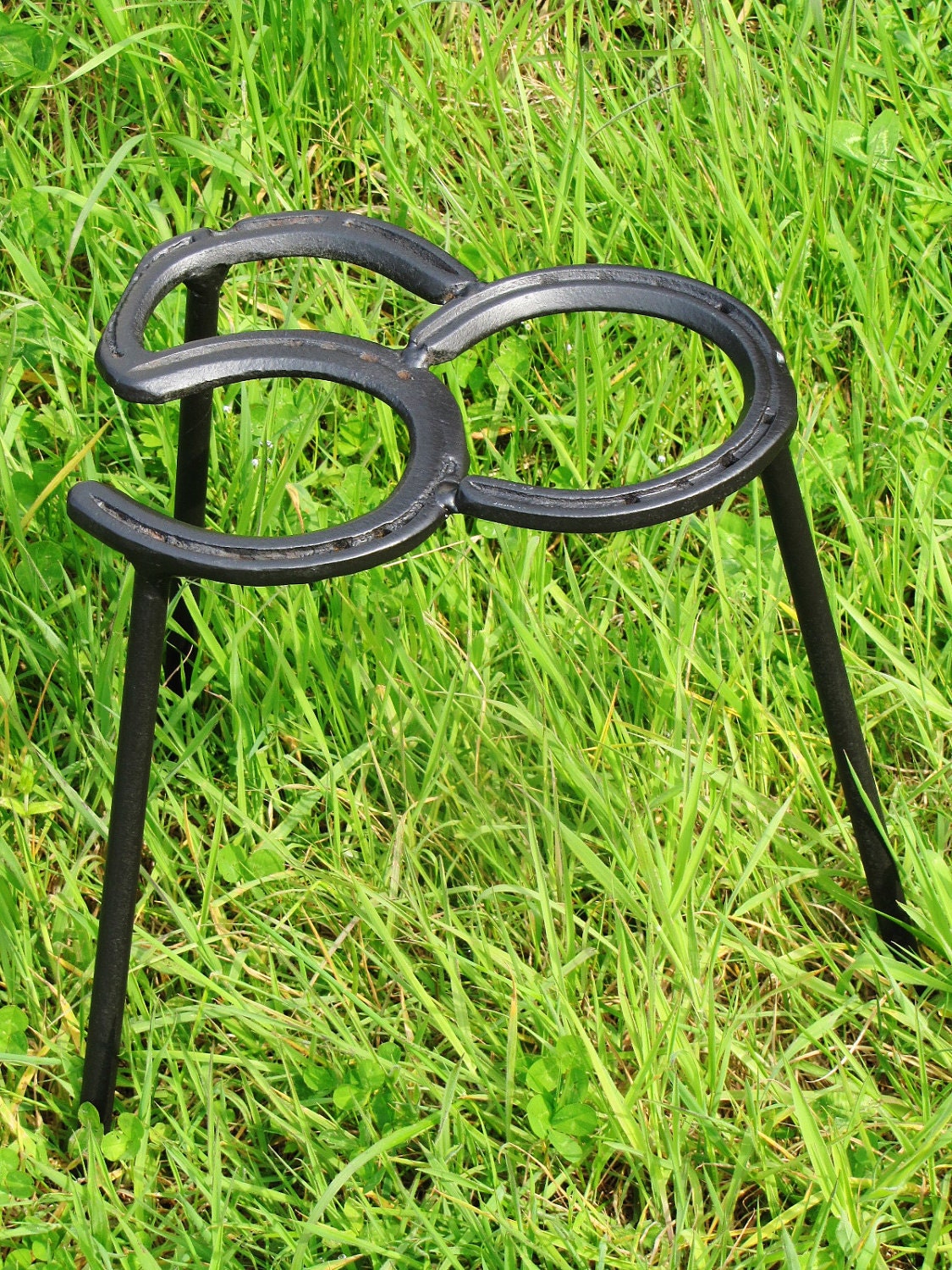No.50, Welded Recycled Metal Horseshoe Trivet, for cooking on an outdoor camp fire, ideal gift for a 50 year old, fathers day gift