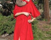 Stunning Vintage 50s Designer LILLI ANN Cherry Red French Wool Coat Jacket Fox Fur Collar