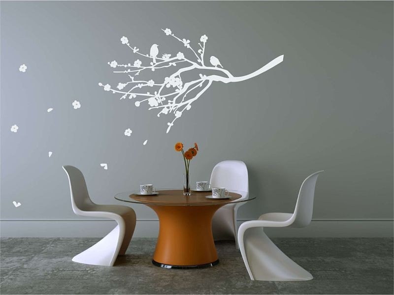 Cherry Blossom Branch Silhouette with Birds Sale