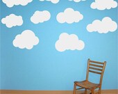 10 Large Fluffy Clouds Vinyl Wall Decals SALE