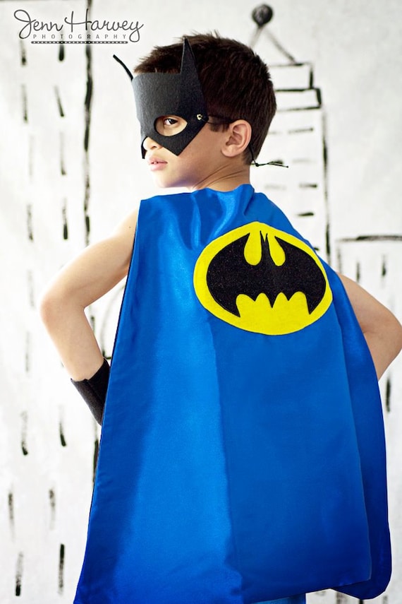 SALE FREE premium batman mask with this listing only Batboy double sided Super Hero Cape