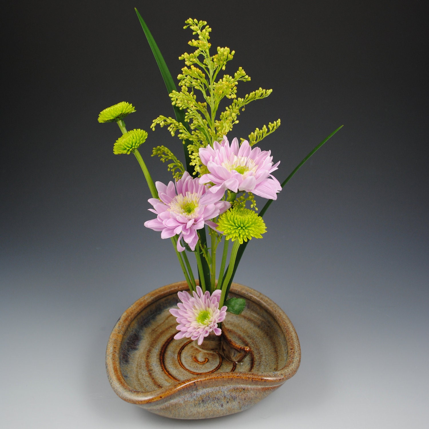Flower Dish- Ikebana- Flower Tray - Handmade Stoneware in our Earthy Brown Glaze
