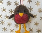 Jolly Robin knitting pattern - make a knitted Christmas toy or decoration with this pdf pattern from fluff and fuzz