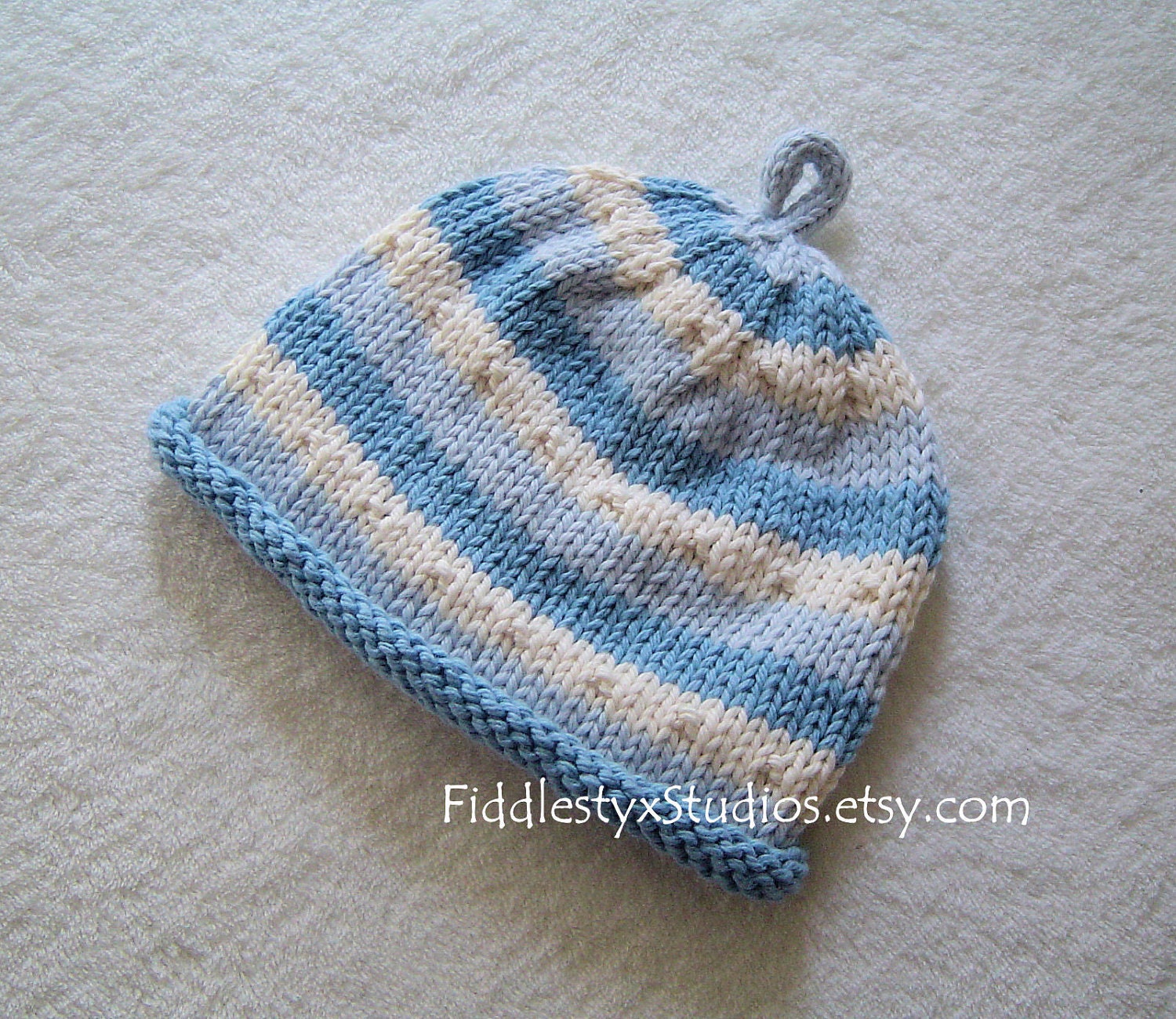 Baby Boy Hat - Hand Knit Boy Hat - Knitted Blue Stripe Beanie Cap (Newborn, Infant, Toddler, Child sizes) Children Clothing Boy Accessories
