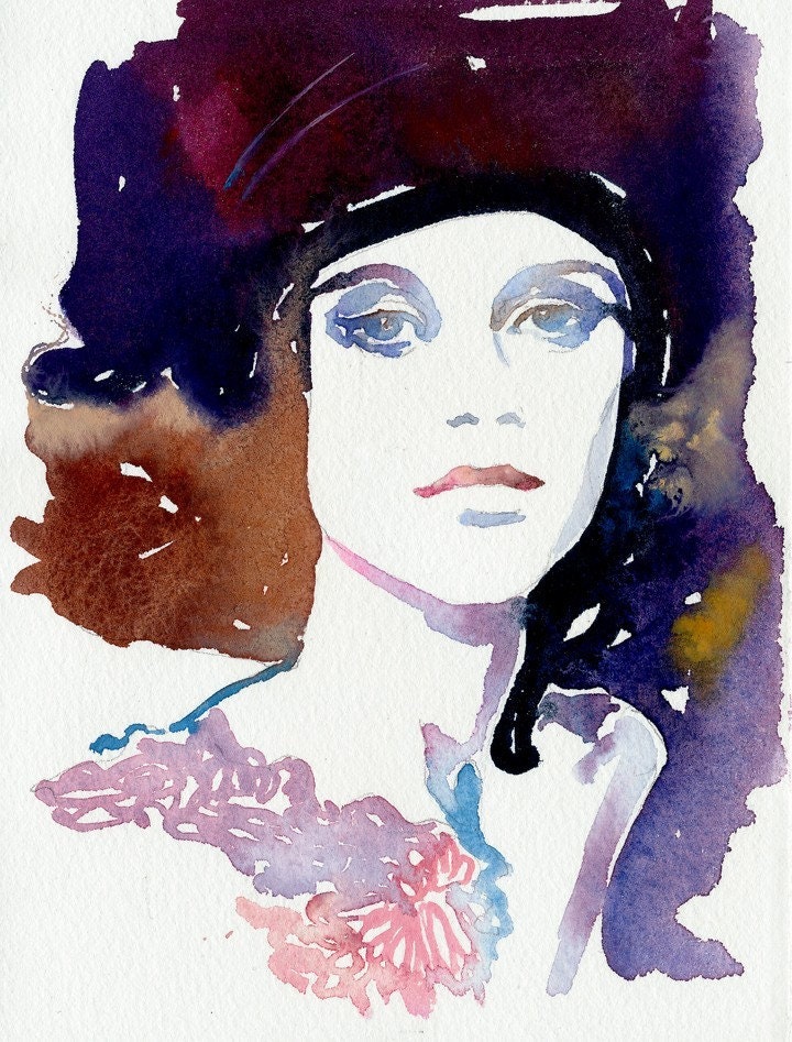 Print of Watercolor Portrait - Marion Cotillard, Fashion Illustration.