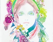 Print of Watercolour Fashion Illustration. Titled - Foris for Earth Day