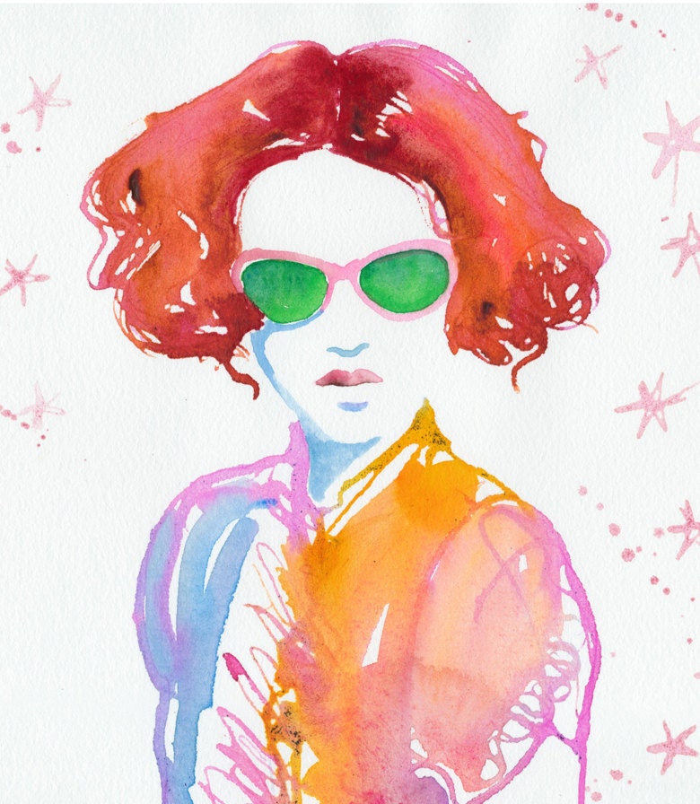 Original Watercolor Fashion Illustration - Star
