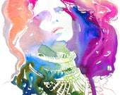 Fashion Art Print, Watercolor Painting. Titled: Nico