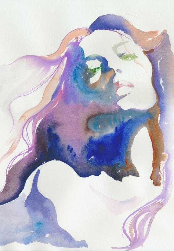 Print of Watercolour Painting, Fashion Illustration. Titled - Magique