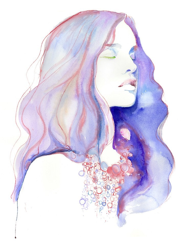 Watercolour Fashion Illustration Print - Meditation 11"x 17"