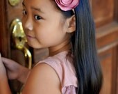 mauve pink slate blue flower hairband headband hair clip girls infants toddlers baby