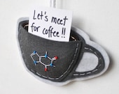 Caffeine Molecule Ornament - Stormy Grey Coffee Mug - Chemistry Embroidery Ornament