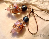 Lampwork Light Earrings for Women, Drop 2 1/2", Handmade Jewelry on Etsy, Valentine's Gift, Birthday Gifts, Anniversary Gifts, Lampwork Bead