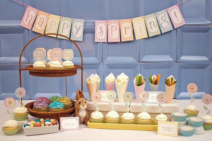 SPRINGIN' GINGHAM Collection - Printable DIY Spring Party Decorations Il_570xn