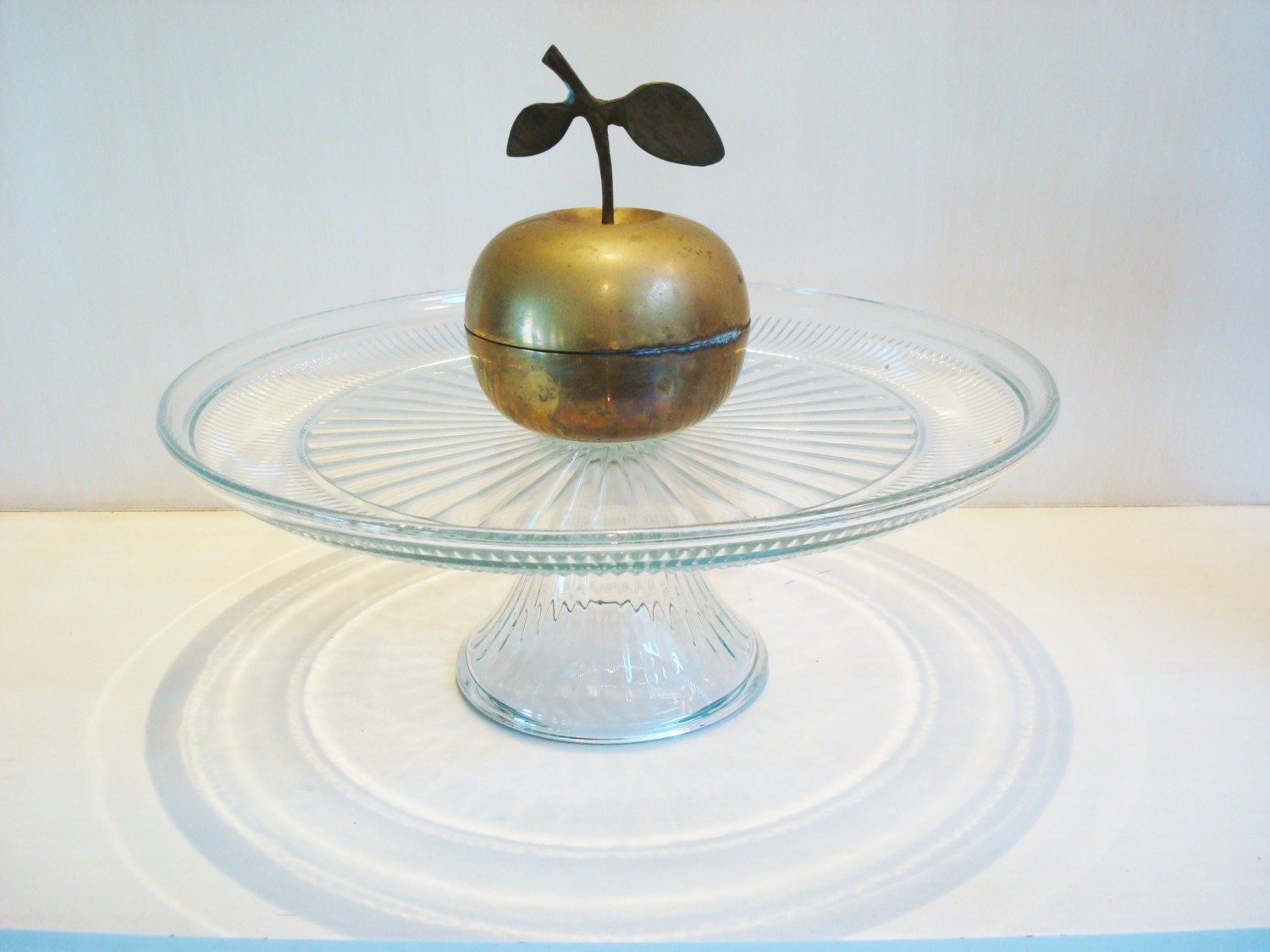 Vintage Glass Pedestal Cake Stand with Fluted Details