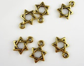 20 Gold Tierracast Small Star of David Charms